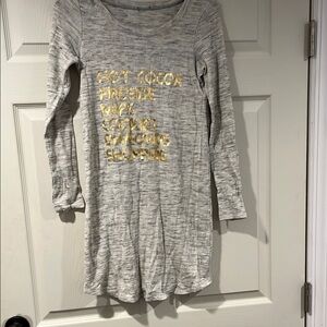 Gray Long Sleeve Dress with Gold Text